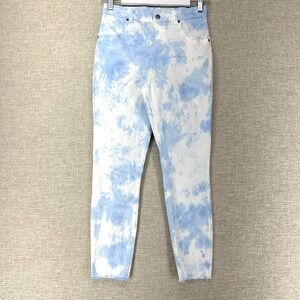 HUE Jeggings Womens S Blue Light Wash Pull On High Rise Skinny Stretch Tie Dye